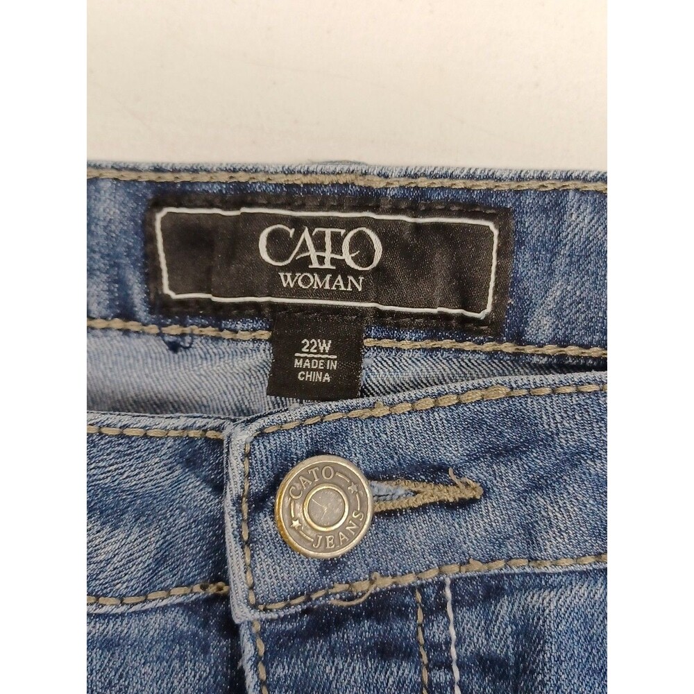 Cato Blue Capri Jeans Denim Women Sz 22W Flap Pockets - Picture 5 of 7